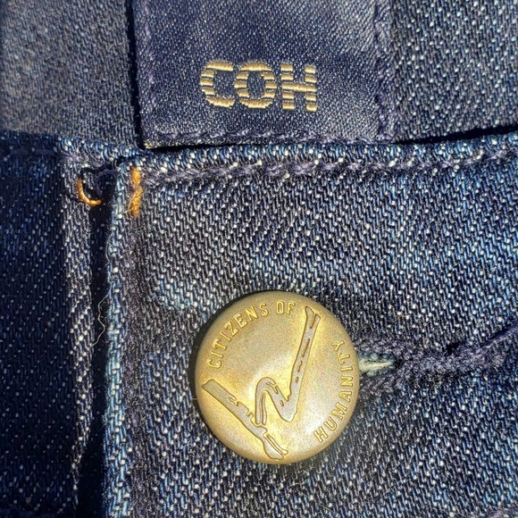 Jeans Wide Leg Dark Wash Low Waist Birkin Stretch Embroidered COH 28 - Picture 14 of 16